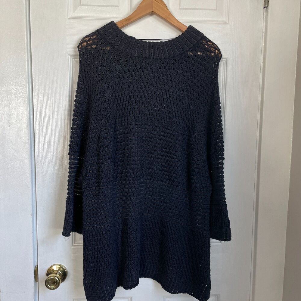 Anthropologie MOTH navy oversized knit tunic sweater size L lagenlook